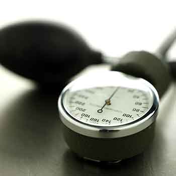 Close-up of a device used to measure blood pressure.