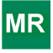 Letters 'MR' in white on a green box